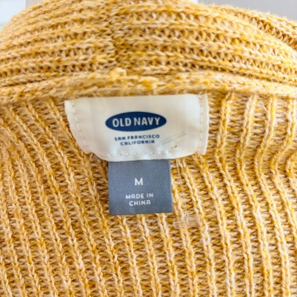 Old Navy Fair Isle Knit Yellow Medium Open Front Cardigan Sweater Women's - Picture 6 of 7